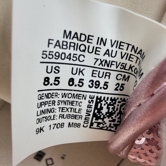 Converse All Star Pink Sequin Sneakers Women's Size 8.5 Sparkle Shoes - Picture 10 of 10